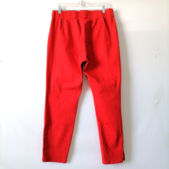 Soft Surroundings Womens Red High Rise Button Hem Straight Leg Dress Pant Size L - Picture 2 of 7